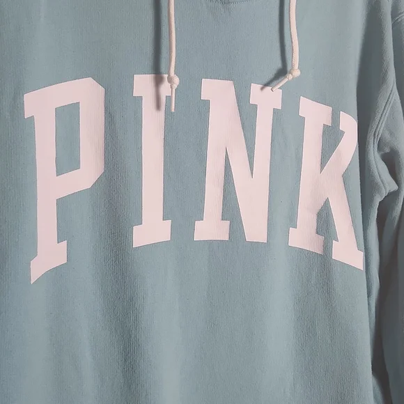 Victoria's Secret PINK Light Blue Pullover Hoodie w/ Pockets - Picture 3 of 8